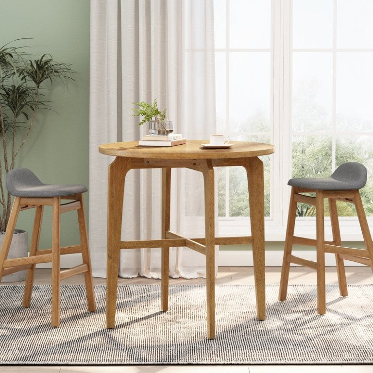 English Elm 36.22 Inch Round Rubberwood Bar Table Nordic Style for Kitchen or Home Dining Nook N780P401732N