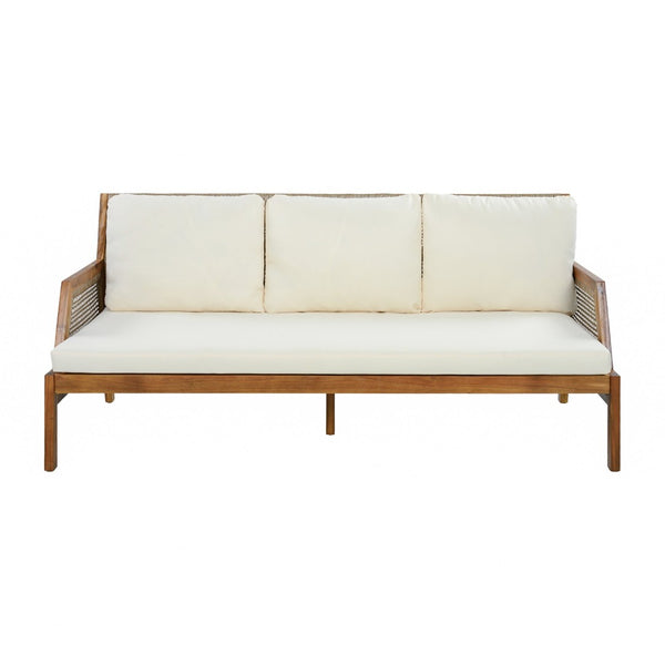 English Elm 4 Piece Acacia Wicker Outdoor Sectional with Deep Cushions for Patio Lounging N780P40451123T