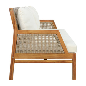 English Elm 4 Piece Acacia Wicker Outdoor Sectional with Deep Cushions for Patio Lounging N780P40451123T