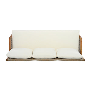English Elm 4 Piece Acacia Wicker Outdoor Sectional with Deep Cushions for Patio Lounging N780P40451123T