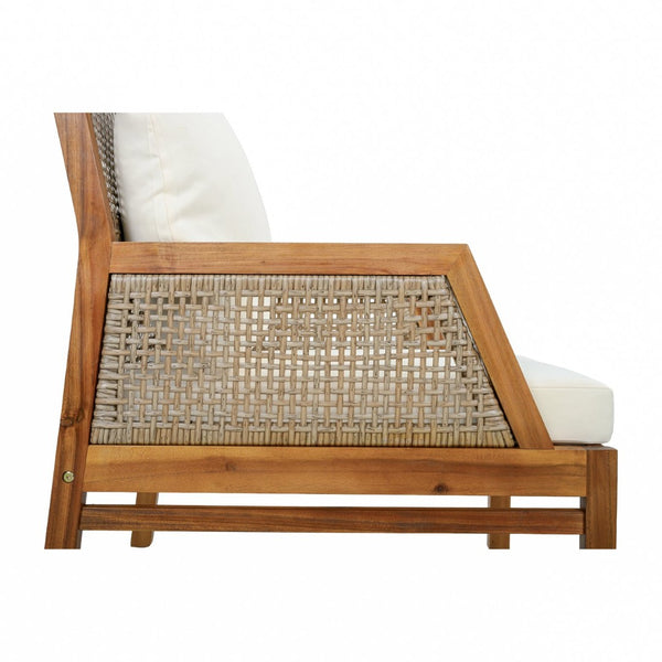 English Elm Acacia Wood Outdoor Club Chair Hand-Woven Wicker Deep Seat with Plush Cushions N780P404512T