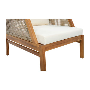 English Elm Acacia Wood Outdoor Club Chair Hand-Woven Wicker Deep Seat with Plush Cushions N780P404512T