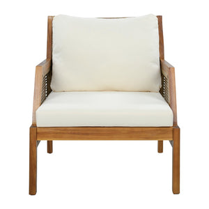 English Elm Acacia Wood Outdoor Club Chair Hand-Woven Wicker Deep Seat with Plush Cushions N780P404512T