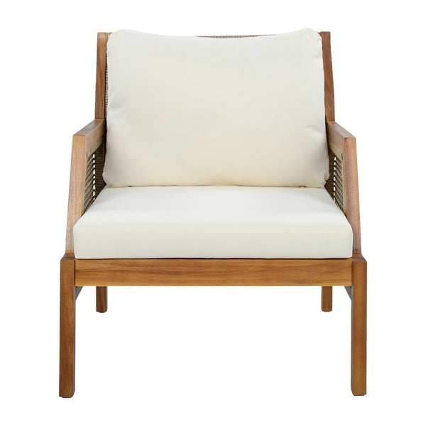English Elm Acacia Wood Outdoor Club Chair Hand-Woven Wicker Deep Seat with Plush Cushions N780P404512T