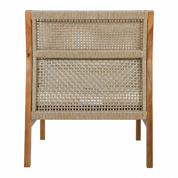 English Elm Acacia Wood Outdoor Club Chair Hand-Woven Wicker Deep Seat with Plush Cushions N780P404512T