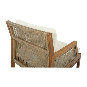 English Elm Acacia Wood Outdoor Club Chair Hand-Woven Wicker Deep Seat with Plush Cushions N780P404512T