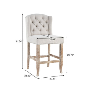 English Elm 26.78'' Wingback Fabric Tufted Counterstools with Nailhead Trim for Kitchen Islands Set of 2 N780P416105B