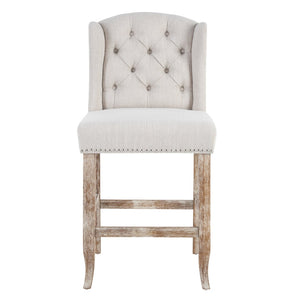 English Elm 26.78'' Wingback Fabric Tufted Counterstools with Nailhead Trim for Kitchen Islands Set of 2 N780P416105B