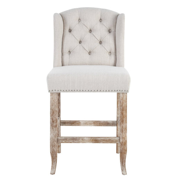 English Elm 26.78'' Wingback Fabric Tufted Counterstools with Nailhead Trim for Kitchen Islands Set of 2 N780P416105B