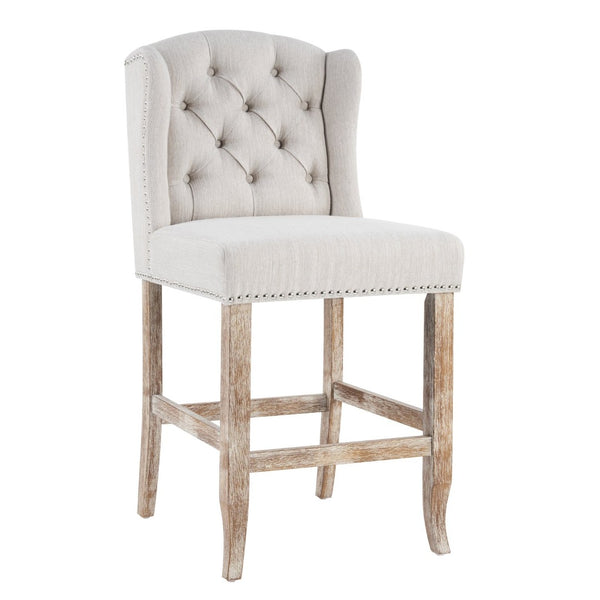 English Elm 26.78'' Wingback Fabric Tufted Counterstools with Nailhead Trim for Kitchen Islands Set of 2 N780P416105B