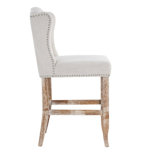 English Elm 26.78'' Wingback Fabric Tufted Counterstools with Nailhead Trim for Kitchen Islands Set of 2 N780P416105B