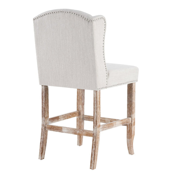 English Elm 26.78'' Wingback Fabric Tufted Counterstools with Nailhead Trim for Kitchen Islands Set of 2 N780P416105B