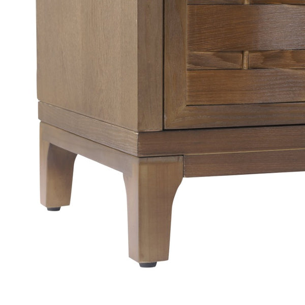 English Elm 59 Inch Woven Texture Four Door Sideboard with Solid Legs Artisan Storage Cabinet N780P421558D