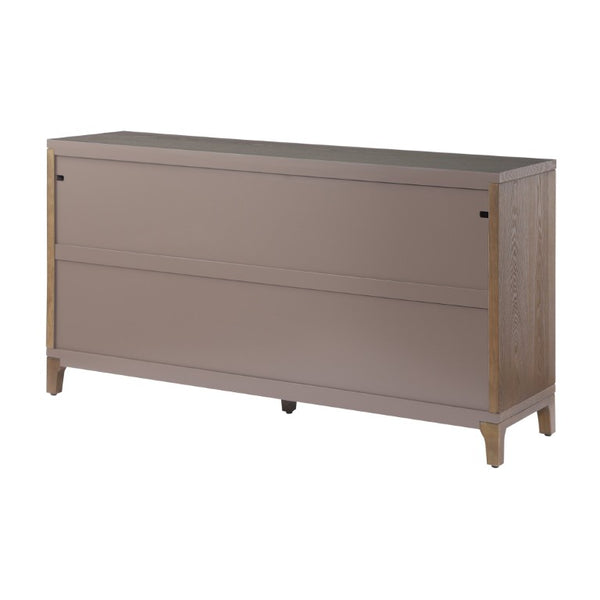 English Elm 59 Inch Woven Texture Four Door Sideboard with Solid Legs Artisan Storage Cabinet N780P421558D