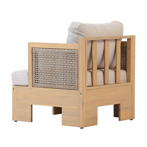 English Elm 5-Pieces Acacia Wood Outdoor Conversation Set with Wicker Panels and Cushioned Patio Seating N780P4485992802L