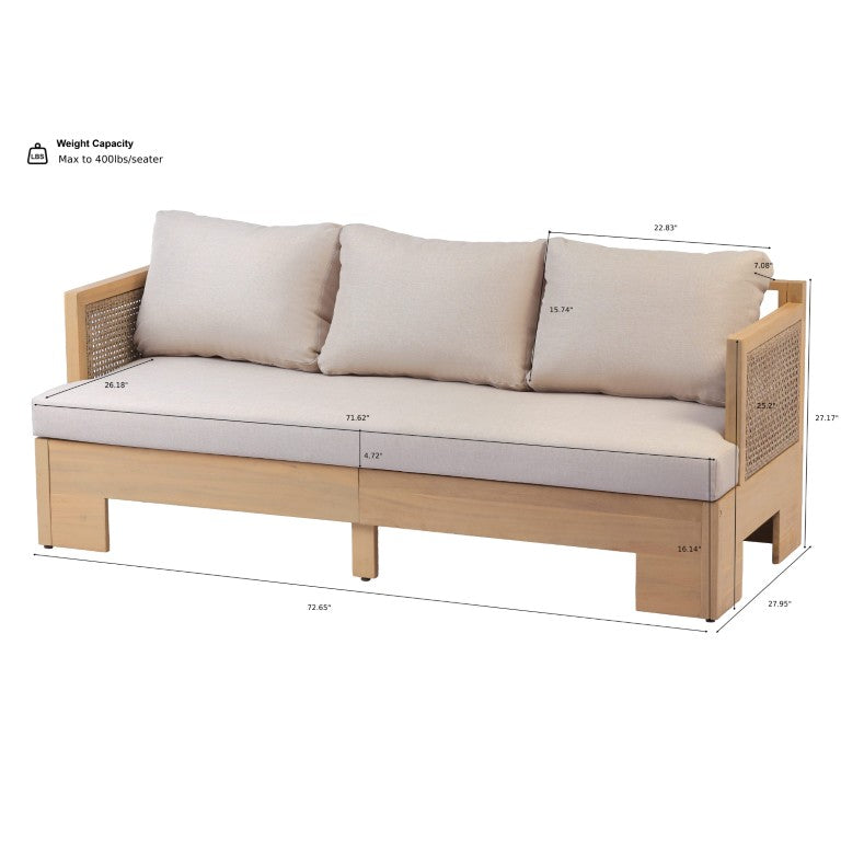 English Elm 5-Pieces Acacia Wood Outdoor Conversation Set with Wicker Panels and Cushioned Patio Seating N780P4485992802L