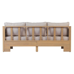 English Elm 4-Pieces Acacia Wood Outdoor Conversation Set with Wicker Panels and Cushioned Sofa N780P448599280L