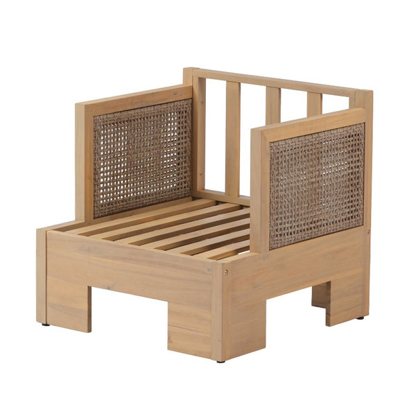 English Elm Acacia Wood Rattan Wicker Outdoor Club Chair Set of 2 with Deep Cushioned Seat N780P448599L-2