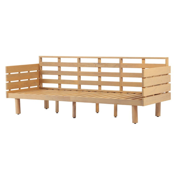 English Elm Outdoor Acacia Hardwood 3 Seat Patio Sofa Mid Century Slatted Frame Deep Cushions N780P448679L
