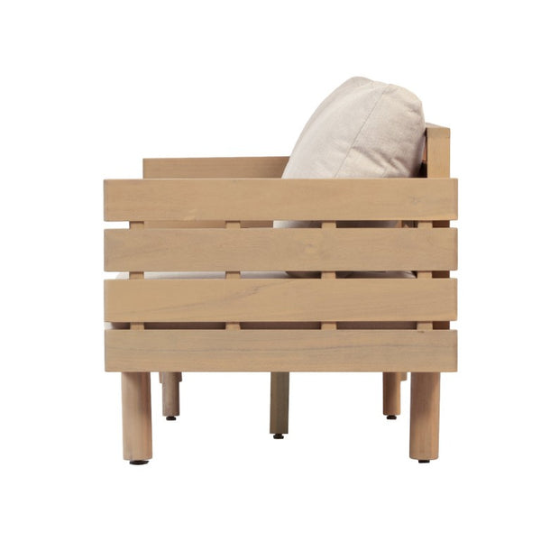 English Elm Outdoor Acacia Hardwood 3 Seat Patio Sofa Mid Century Slatted Frame Deep Cushions N780P448679L
