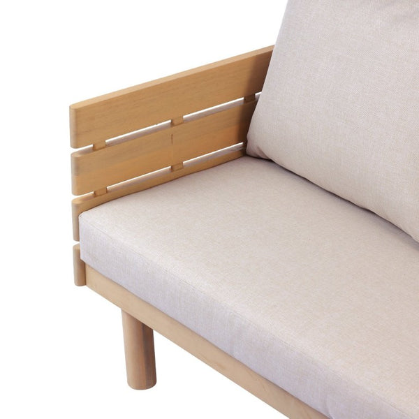 English Elm Outdoor Acacia Hardwood 3 Seat Patio Sofa Mid Century Slatted Frame Deep Cushions N780P448679L
