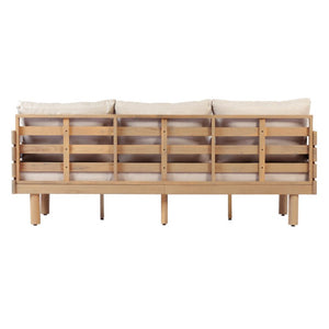 English Elm Outdoor Acacia Hardwood 3 Seat Patio Sofa Mid Century Slatted Frame Deep Cushions N780P448679L