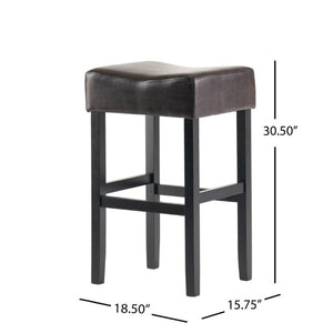 English Elm 30-Inch Backless Bonded Leather Bar Stools Set of 2 with Rubberwood Legs for Kitchen N780P482679P