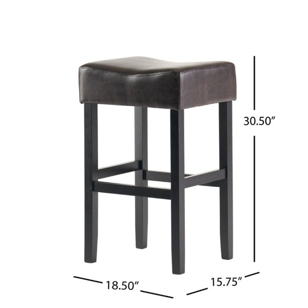 English Elm 30-Inch Backless Bonded Leather Bar Stools Set of 2 with Rubberwood Legs for Kitchen N780P482679P