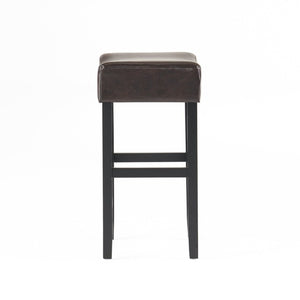 English Elm 30-Inch Backless Bonded Leather Bar Stools Set of 2 with Rubberwood Legs for Kitchen N780P482679P