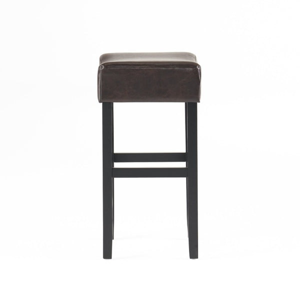 English Elm 30-Inch Backless Bonded Leather Bar Stools Set of 2 with Rubberwood Legs for Kitchen N780P482679P