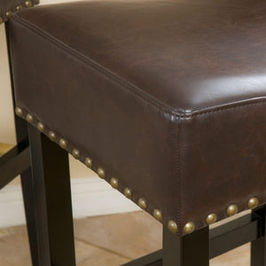 English Elm 30-Inch Backless Faux Leather Barstools with Nailhead Trim Set of 2 for Kitchen Islands Brown N780P482697P