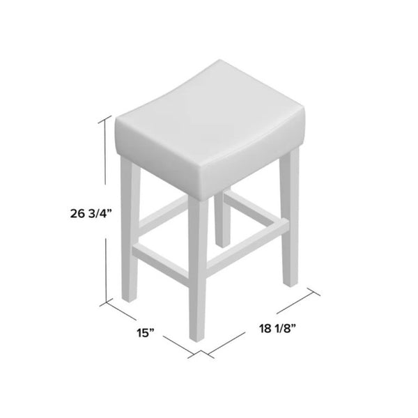 English Elm Set of 2 Faux Leather Backless Counterstools with Padded Seat and Topstitched Detail N780P482792P