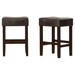 English Elm Set of 2 Faux Leather Backless Counterstools with Padded Seat and Topstitched Detail N780P482792P
