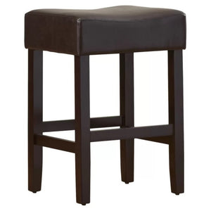 English Elm Set of 2 Faux Leather Backless Counterstools with Padded Seat and Topstitched Detail N780P482792P