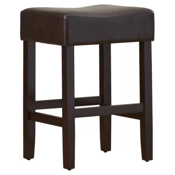 English Elm Set of 2 Faux Leather Backless Counterstools with Padded Seat and Topstitched Detail N780P482792P