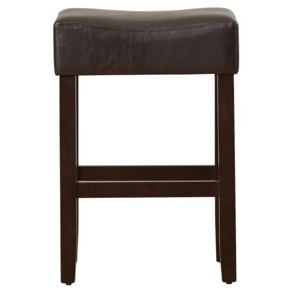 English Elm Set of 2 Faux Leather Backless Counterstools with Padded Seat and Topstitched Detail N780P482792P