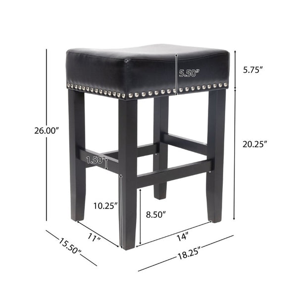 English Elm 26 Inch Backless Bonded Leather Counter Stools Set of 2 for Kitchen Islands N780P482807B