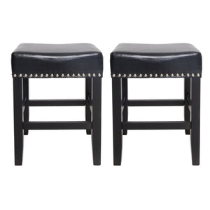 English Elm 26 Inch Backless Bonded Leather Counter Stools Set of 2 for Kitchen Islands N780P482807B