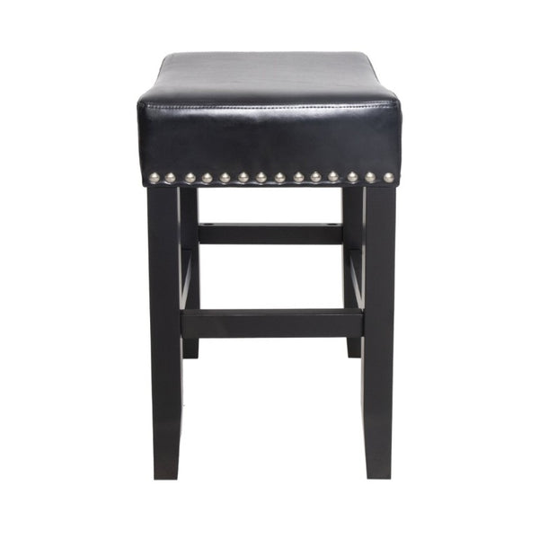 English Elm 26 Inch Backless Bonded Leather Counter Stools Set of 2 for Kitchen Islands N780P482807B