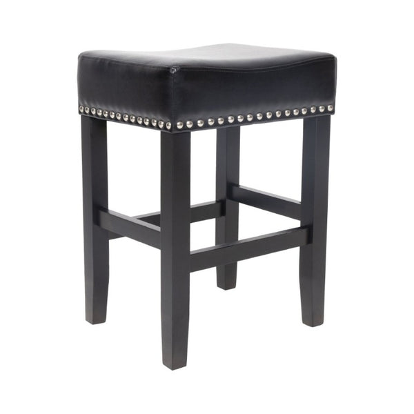 English Elm 26 Inch Backless Bonded Leather Counter Stools Set of 2 for Kitchen Islands N780P482807B
