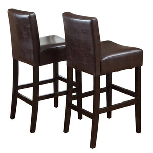 English Elm 30-Inch Faux Leather Barstools with Rubberwood Legs for Kitchen Islands Set of 2 N780P482857P
