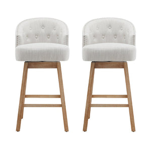 English Elm 32.25 Tufted Swivel Barstools Set of 2 Rubberwood Frame Nailhead Kitchen Counter Seating N780P504556A
