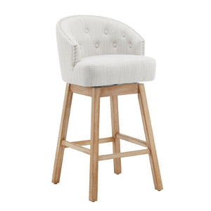 English Elm 32.25 Tufted Swivel Barstools Set of 2 Rubberwood Frame Nailhead Kitchen Counter Seating N780P504556A