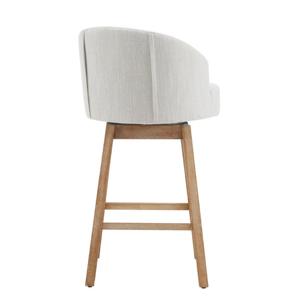 English Elm 32.25 Tufted Swivel Barstools Set of 2 Rubberwood Frame Nailhead Kitchen Counter Seating N780P504556A