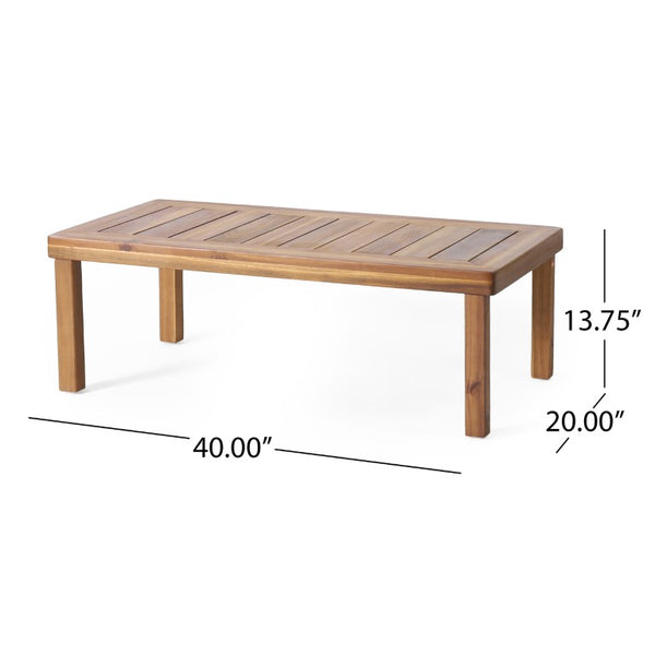 English Elm Teak Acacia Hardwood Outdoor Loveseat Set with Slat Paneling and Low Profile Table N780P505973T