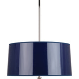 Robert Abbey Penelope Pendant Polished Nickel Finish Navy Ceramik Parchment Shade With Silver Mylar Lining