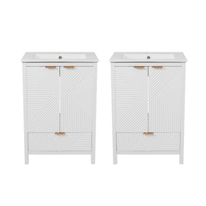 English Elm 48" Double Mdf Bathroom Vanity Set with Undermount Sinks and Soft Close Storage N817P339018K