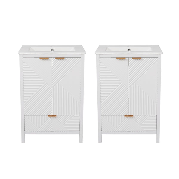English Elm 48" Double Mdf Bathroom Vanity Set with Undermount Sinks and Soft Close Storage N817P339018K