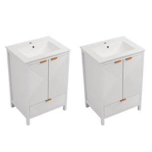 English Elm 48" Double Mdf Bathroom Vanity Set with Undermount Sinks and Soft Close Storage N817P339018K