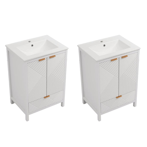 English Elm 48" Double Mdf Bathroom Vanity Set with Undermount Sinks and Soft Close Storage N817P339018K